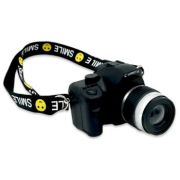 Брелок для ключей  DK-345 «Фотоаппарат» пластиковая фигурка 5см, световая вспышка, с ремешком (1/12/300)