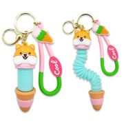 Брелок для ключей  DK-336  «Корги-эскимо» тянучка, резина/пластик, 9см, с кольцом, карабином и петлей (1/12/300)