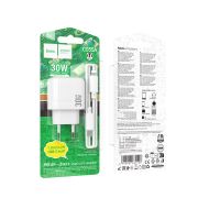 Блок питания сетевой 1 Type-C HOCO CS53A Surplus, 3.0A, PD25Вт, кабель Type-C - 8 pin, цвет: белый