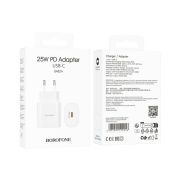 Блок питания сетевой 1 Type-C Borofone BA82A Platinum, пластик, PD25Вт, кабель Type-C - 8 pin