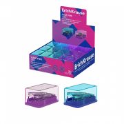 Точилка пластиковая ErichKrause Base Mini, Vivid, с контейнером, ассорти (в коробке-дисплее по 30 шт)