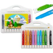 Мелки гелевые 12 цв. DK-503 «Акварельные» с кистью, выкручивающиеся, 13см, ультрамягкие, в пластиковом пенале M1703 (1/12/72)