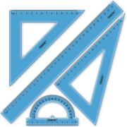 Набор чертежный большой ПИФАГОР (линейка 30 см, 2 треугольника, транспортир), прозрачный, неоновый, ассорти, 210856