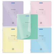 Тетрадь обложка пластик (прозрачный) 12 л., линия, BRAUBERG «Smart Cover», АССОРТИ (в спайке), 405023