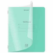 Тетрадь обложка пластик (прозрачный) 12 л., линия, BRAUBERG «Smart Cover», ЗЕЛЕНАЯ, 405020