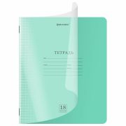 Тетрадь обложка пластик (прозрачный) 18 л., клетка, BRAUBERG «Smart Cover», ЗЕЛЕНАЯ, 405028