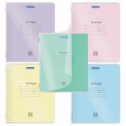 Тетрадь обложка пластик (прозрачный) 24 л., клетка, BRAUBERG «Smart Cover», АССОРТИ (в спайке), 405036