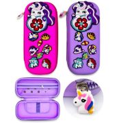 Пенал 1   отд. DK-58 «Пони» 23*10*5см, прямоугольный, силиконовый, с 1 створкой, на молнии, с декаративными  значками, ассорти, в к/к (1/120)