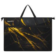 Папка для рисунков и чертежей с ручками BRAUBERG А3, пластик, молния сверху, «Black&gold marble», 272232