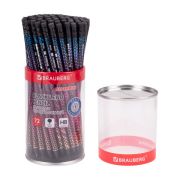 Карандаш чернографитный BRAUBERG «RHOMBUS», 1 шт., HB, с ластиком, корпус ассорти, 181755