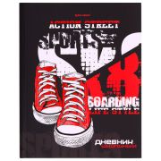 Дневник 5-11 класс 48 л., твердый, BRAUBERG, выборочный лак, с подсказом, «Кеды», 106889