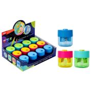 071451 PULSE Точилка пластиковая, 1 отверстие, цвета ассорти, в блистере (10228020/090725/5101310/05