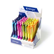 Автоматическая ручка, с резиновым держателем, чернила на маслян.осн.,корпус ярких  цв.,пиш.узел0,7мм