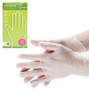 Перчатки из термопластичного эластомера тянущиеся прозрачные размер L 50 пар (100 штук)