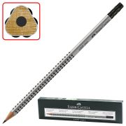 Карандаш чернографитный FABER-CASTELL, 1 шт., «Grip 2001», B, трехгранный, с резинкой, 117201