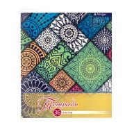 Тетрадь 36 л., А5, клетка, Alingar «Орнамент », скрепка, мелованный картон, 4 дизайна в пленке т/у