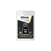 Карта памяти MicroSD  8GB  DiGoldy Class 10 + SD адаптер