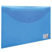 Папка-конверт с кнопкой BRAUBERG А4 прозр.синяя 0,15мм 221637