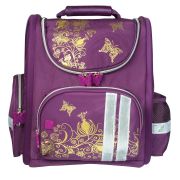 Ранец жёстк.225419, для нач.школы.дев.фиол/золотой Цветы 28*14*32, 16л.BRAUBERG