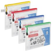 Папка-конверт на молнии МАЛЫЙ ФОРМАТ (238х180 мм), А5, зеленая молния, ПВХ, прозрачная, 0,2 мм, BRAU