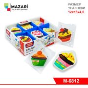 Ластик CAKE, термопластичная резина, фигурный, 3 дизайна, ОПП- упаковка / картонный дисплей