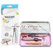 Готовальня из 9 предметов (2 циркуля металлических, угольник 60х30х90, угольник 45х45х90, линейка 15см, транспортир, карандаш чернографитный 89мм, точилка, ластик)