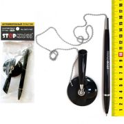 Ручка на липучке «StopМикроб», АНТИМИКРОБНЫЙ ПЛАСТИК, 0.7мм, черный корпус, в опп 368 STOPМИКРОБ /1 /24 /0 /288