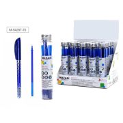 Ручка гелевая со стираемыми чернилами BRUNTY T, СИНЯЯ, +9 стержней, игольчатый пиш. узел 0.5мм, термочувствительные чернила, корпус пластиковый цветной, сменный стержень 128 мм, пластиковая туба/картонный дисплей