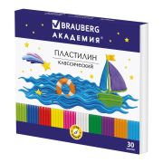 Пластилин классический BRAUBERG «АКАДЕМИЯ», 30 цветов, 600 г, со стеком, ВЫСШЕЕ КАЧЕСТВО, 105900