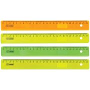 Линейка пластиковая 25 см, СТАММ «Neon Crystal», прозрачная, неоновая, ассорти, ЛН22