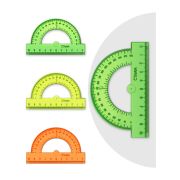 Транспортир 10 cм, отливн. шкала, прозр.флуоресц. арт.ТР21