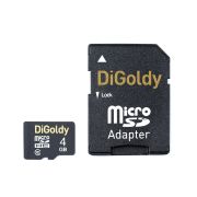 Карта памяти MicroSD  4GB  DiGoldy Class 10 + SD адаптер