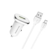Блок питания автомобильный 1 USB Borofone, BZ12A, Lasting power, 3A, QC3.0, кабел micro USB, белый
