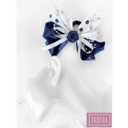 Резинка 1шт Бант горошек, синий, белый