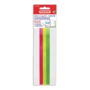 Закладки-ляссе «НЕОН» для книг А4 (длина 38 см) ПИФАГОР, клейкий край, 3 ленты, 111646