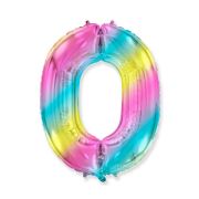 Шар ЦИФРА 0 40'' радуга металлик 102 см /FM