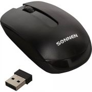 Мышь беспроводная SONNEN M-3032, USB, 1200 dpi, 2 кнопки + 1 колесо-кнопка, оптическая, черная, 512640