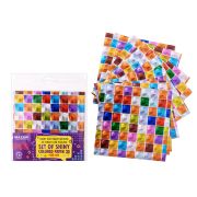 Набор блестящей цветной 3D бумаги для поделок, 9 листов размером 15х15 см, ОПП-упаковка