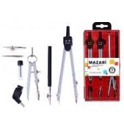 Готовальня, 7 предметов (циркуль 140мм, циркуль- трансформер 95мм, рейсфедер, насадка-адаптер, оцинкованная игла, удлинитель, пенал с запасным грифелем), пластиковая упаковка с подвесом