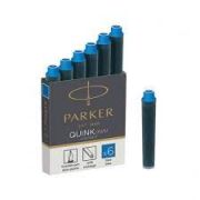 Картриджи чернильные PARKER Мини «Cartridge Quink», КОМПЛЕКТ 6 шт., смываемые чернила, синие, 1950409