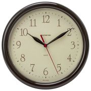 Часы настенные TROYKA 21234287, круг, бежевые, коричневая рамка, 24,5х24,5х3,1 см