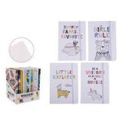 Блокнот для записей COOL, A5, 96 листов, на резинке, линованный внутренний блок,  плотность бумаги 80г/м2, 4 дизайна ассорти, термоусадочная пленка