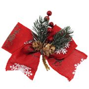 Новогоднее украш. 21YH-33 «Красный бант», пластик, текстиль, цена за НАБОР 2 шт