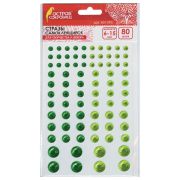 Стразы самоклеящиеся «Круглые», 6-15 мм, 80 шт., зеленые/салатовые, на подложке, ОСТРОВ СОКРОВИЩ, 661393