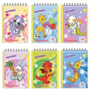 Блокнот МАЛЫЙ ФОРМАТ (75х105 мм) А7, 40 л., гребень, картон, клетка, ЮНЛАНДИЯ, «МУЛЬТЯШКИ», 129860