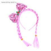 Ободок для волос ,ободок с розовыми косичками, 25 см, ассорти 0434 /1 /12 /0 /600