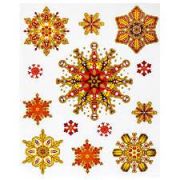 Украшение для окон и стекла ЗОЛОТАЯ СКАЗКА «Красно-золотые снежинки 1», 30х38 см, ПВХ, 591207