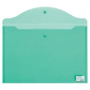 Папка-конверт с кнопкой БОЛЬШОГО ФОРМАТА (305х435 мм), А3, прозрачная, зеленая, 0,18 мм, BRAUBERG, 224033