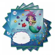 Тетрадь школьная ученическая ErichKrause® Русалочка, 12 листов, клетка (в плёнке по 10 шт.)_MIX-PACK