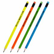 Карандаш чернографитный BRAUBERG, 1 шт., «Neon», HB, трехгранный, с резинкой, корпус неоновый ассорти, заточенный, 181298